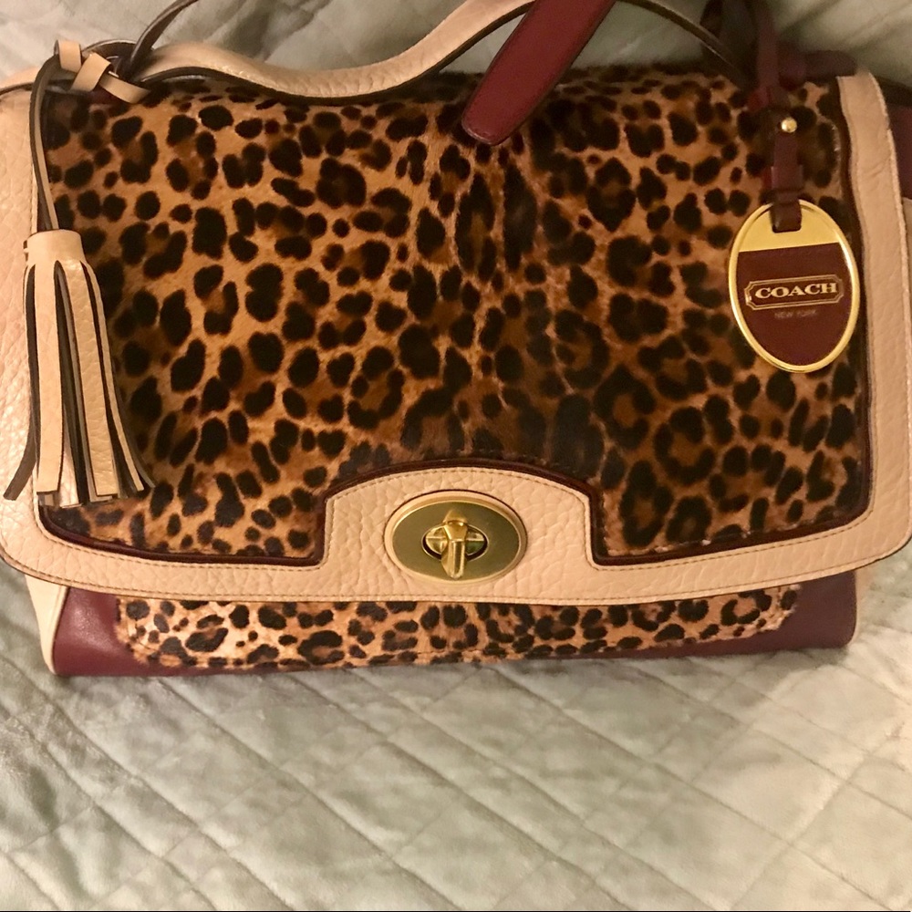Coach Calf Hair Leopard Bag